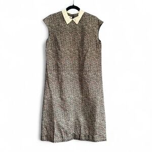 Vintage Collared Dress Women's Size M/L Caron Chicago Retro Twee Shift Maxi